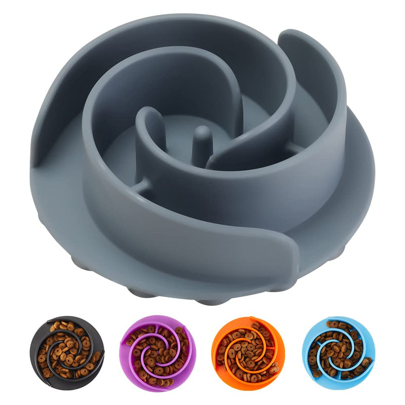 Slow Feeder Dog Bowls Insert, Animire Soft Silicone Slow Eating Dog Food Bowl for Small, Medium and Large Dogs, Compatible with Regular and Elevated Dog Bowls Grey - PawsPlanet Australia