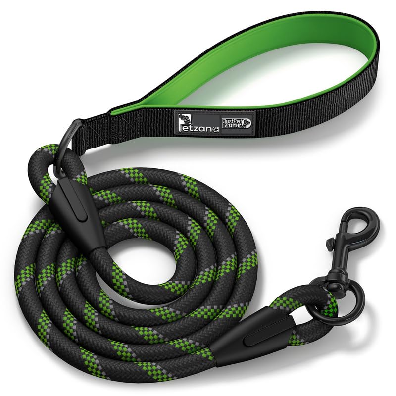 Green Dog Leash with Soft Padded Handle - 5 Ft Reflective Heavy Duty Dog Rope Leash for Small Medium & Large Dogs, Lightweight Walking & Training Strong Dog Leash for Pet, 5ft Leashes Green - PawsPlanet Australia