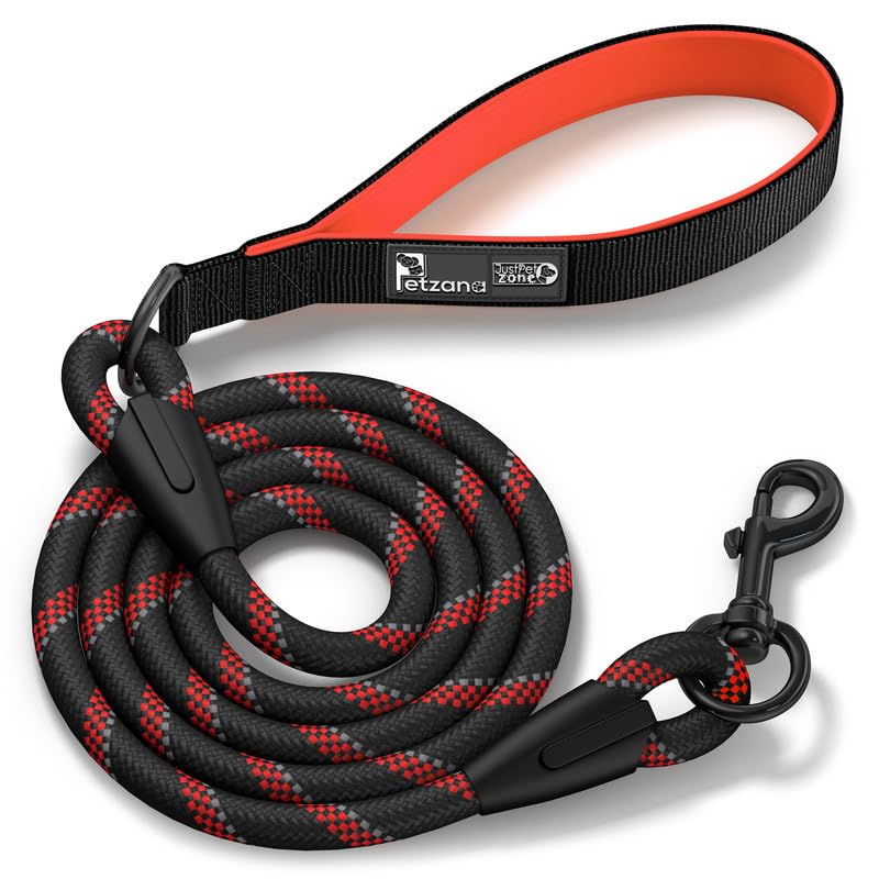 Orange Dog Leash With Soft Padded Handle - 5 Ft Reflective Heavy Duty Leash For Small, Medium & Large Dogs Orange - PawsPlanet Australia