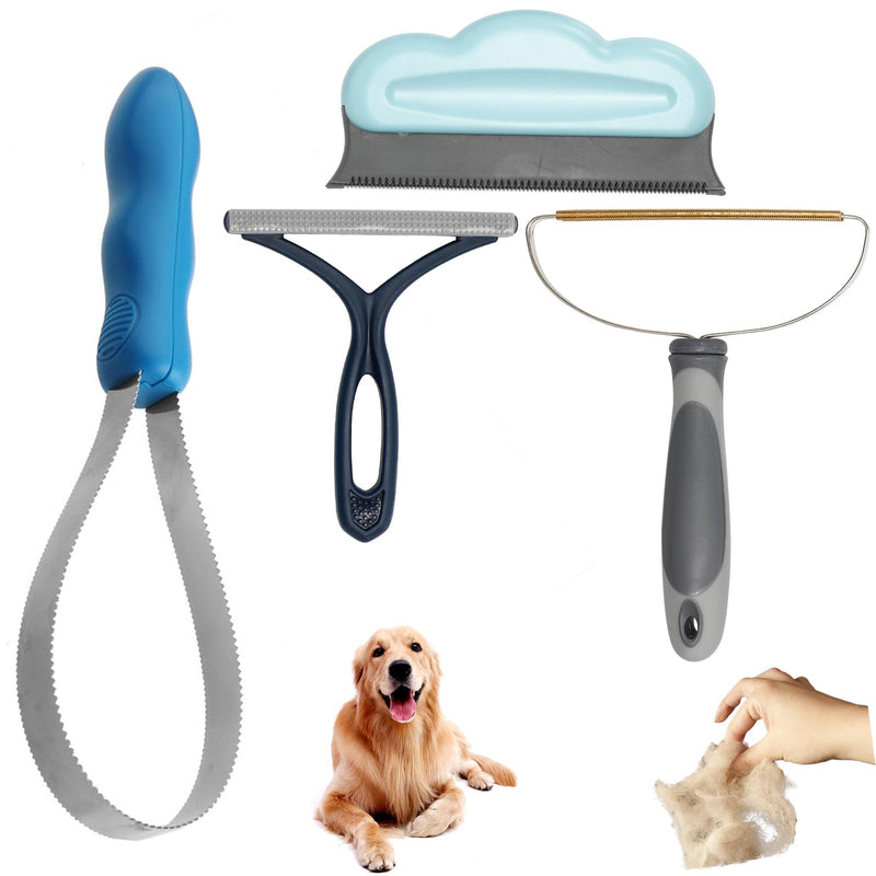 Dog Cat Hair Remover Set 4 Pcs, 1 Pack Dual-Sided Dog Shedding Blade, 3 Packs Pet Hair Fur Lint Remover Roller - PawsPlanet Australia