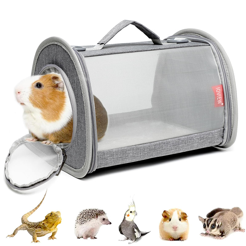 Guinea Pig Carrier Travel Small Animal Carrier Bag Lizard Bird Rabbit Carrier Cage Squirrel Breathable Bag Portable Travel Hamster Small Pet Hangbag (Small, gray) - PawsPlanet Australia