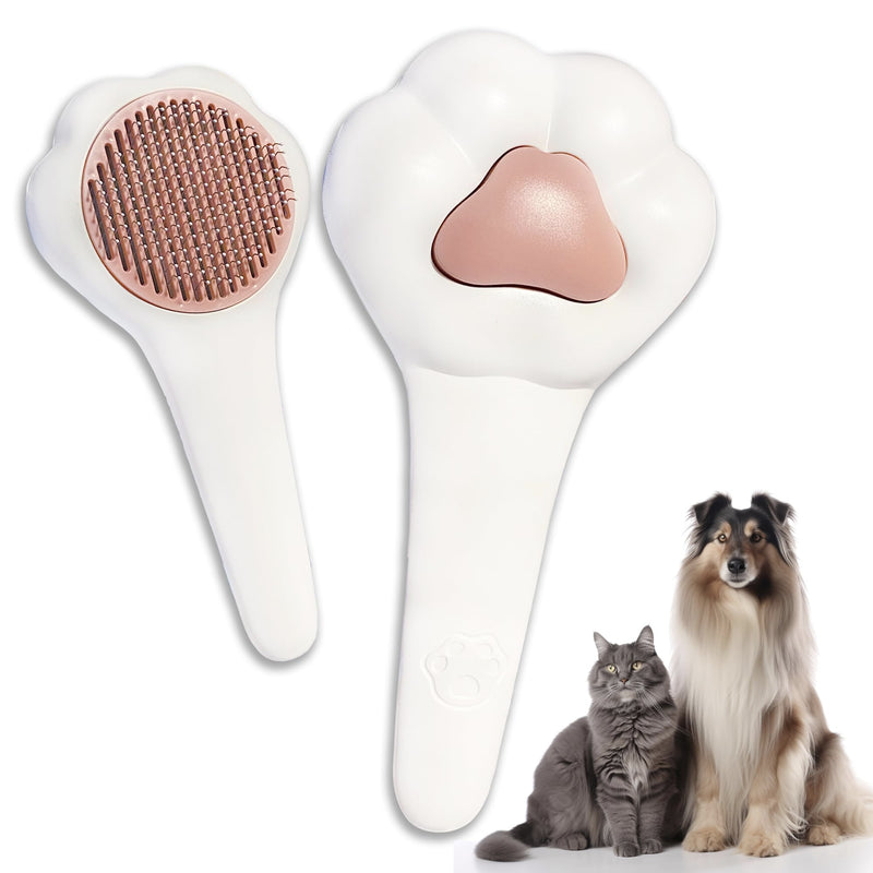 Pet hair brush, Cat grooming brush Dog hair brush pet grooming self cleaning slicker brush for dogs cats puppy rabbit, Cat brush grooming gently removes loose undercoat Paw design brush - PawsPlanet Australia
