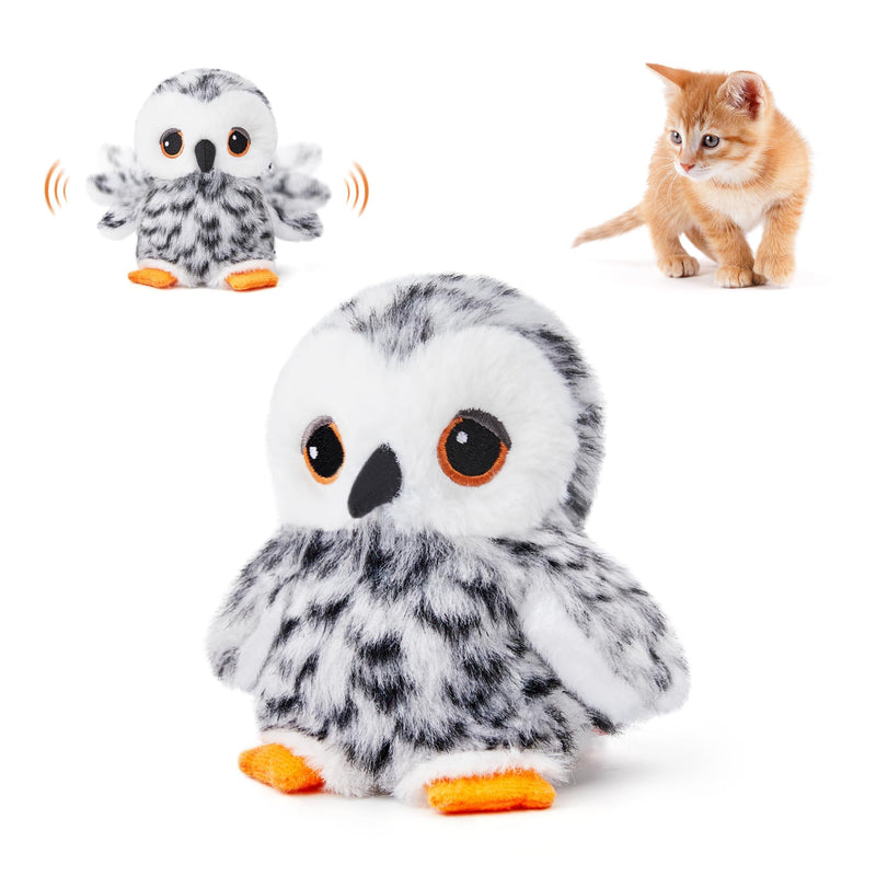 Potaroma Flapping Snowy Owl Cat Toys, Lifelike Bird Chirp, Rechargeable Owl Touch Activated Kitten Toy, Interactive Catnip Kicker Exercise Toys 4.0" for All Breeds - PawsPlanet Australia