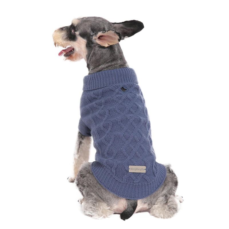Small Dog Warm Winter Sweater MengMengDa Pet Dog Clothes Dog Knitwear for Small to Medium Breeds Dog Outfits (Dark Blue M) - PawsPlanet Australia