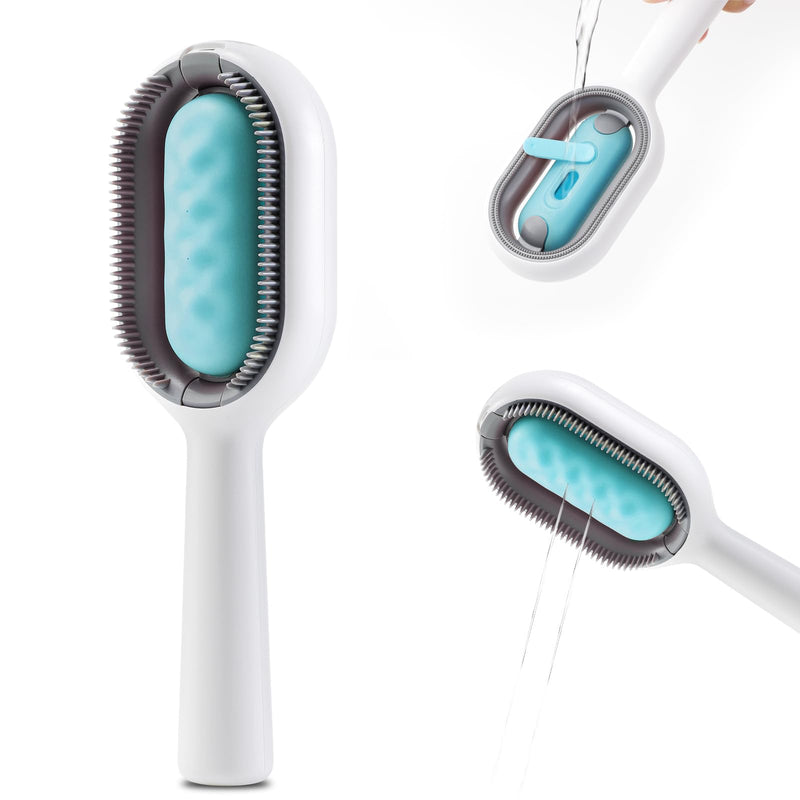 Water Brush for Cats Dogs, 4 in 1 Pet Grooming Brush, Cat Bath Brush, 2 in 1 Cleaning Brush Cat, Wet Cat Comb, Pet Hair Removal Comb with Water Tank, Sticky Brush 2.0 for Cats (Towels Not Included) Blue - PawsPlanet Australia