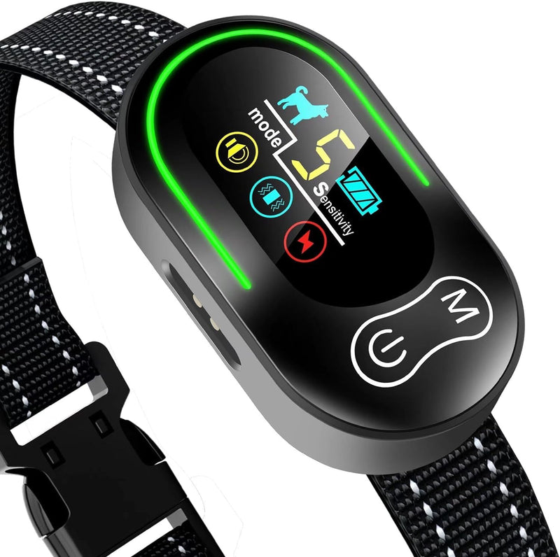 Dog Bark Collar, Rechargeable Smart Barking Collar, Anti Bark Training Collar with Adjustable Sensitivity Beep Vibration Shock, Bark Shock Collar for Large Medium Small Dogs (Black) Black - PawsPlanet Australia