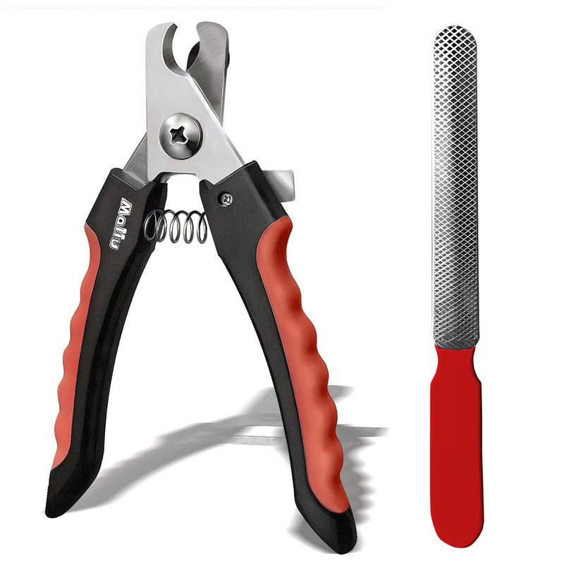 Dog & Cat Nail Clippers, Pet Nail Clipper and Trimmer with Safety Guard to Prevent Over Cutting, Grooming Razor Sharp Blades with Nail File for Small, Medium, Large Breeds(L Set, Red) L Set - PawsPlanet Australia