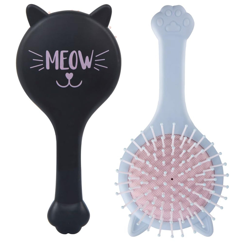 Cute Cat Shape Hair Brush Set - Air Cushion Comb for Fine, Thick, Curly Hair- Hair Brush for Women, Men or Kids (Black & Blue) Black & Blue - PawsPlanet Australia