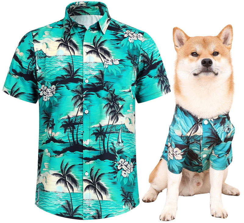 Dog Shirts Hawaii Dog Clothes for Small Medium Large Dogs Owner and Pet Shirts are Sold Separately L-(47.24"Bust)-for Human Green Only for Human - PawsPlanet Australia