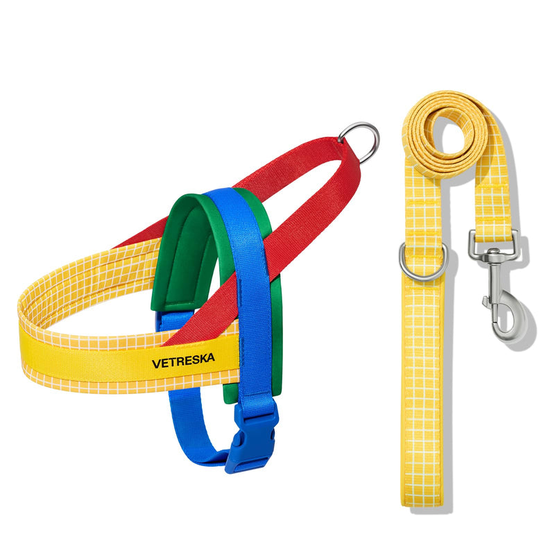 VETRESKA MoMA Dog Harness and Leash Set, Easy Walk Dog Harness for Small Medium Dogs, No Pull Puppy Harness for Walking and Training, Adjustable, Take Control & Anti-Twist Pet Lead Combo(Yellow, S) S(Chest: 21.3"-27.6") Chroma Yellow - PawsPlanet Australia