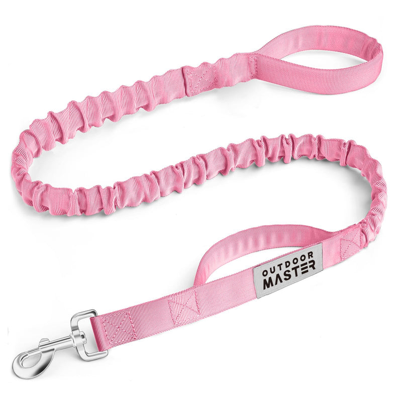OutdoorMaster Bungee Dog Leash, Heavy Duty Dog Leash with Shock Absorption, 2 Padded Handles Training Leash, Improved Dog Safety and Comfort (Pink, 4FT) Pink Max: 4'9" - PawsPlanet Australia