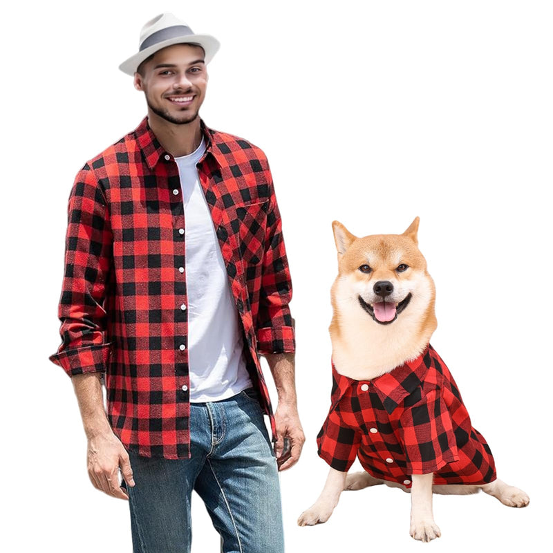 Dog Shirts Plaid Dog Shirt Dog Clothes for Small Medium Large Dogs Owner and Pet Shirts are Sold Separately M-(46.06"Bust)-for Human Red&Black Only for Human - PawsPlanet Australia