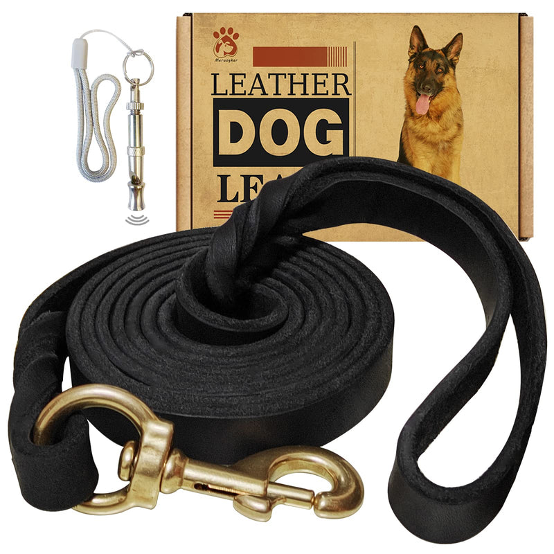 Leather Dog Leash 6ft x 5/8 inch,Strong Heavy Duty Genuine Leather Braided Dog Training Leash, Soft and Comfortable for Large Dogs, Medium Small Dogs (Black, 6FT*5/8in) Black - PawsPlanet Australia