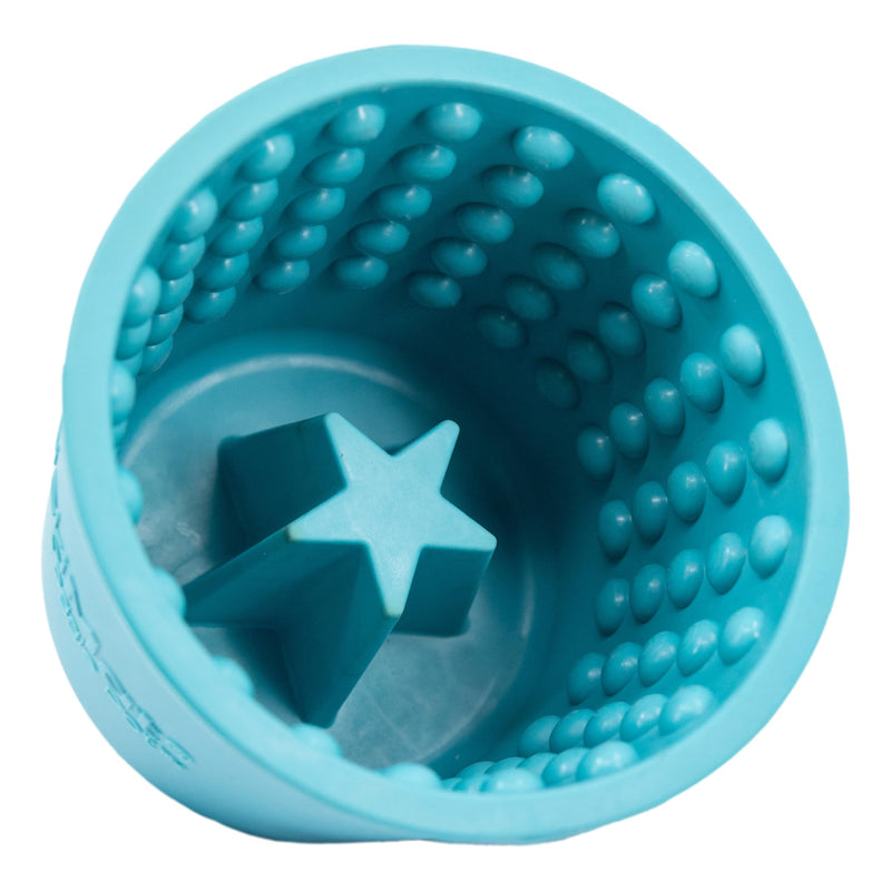 LICKIMAT Yoggie Pot – Distraction, Fun and Enrichment. Long Lasting Rubber Licking Treat Dispenser for All Dog Sizes and Slow Feeder for Small Dogs. The Newest LickiMat Turquoise - PawsPlanet Australia