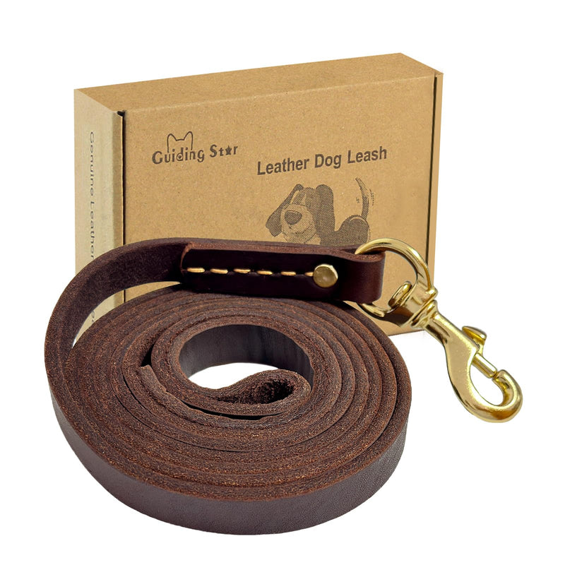 Guiding Star Leather Dog Leash 6ft, Dog Leashes for Large Dogs Heavy Duty, Soft Handmade Leather Training Leash for Large & Medium Dogs (6ftx3/4inch, Brown) 6ft x 3/4 inch - PawsPlanet Australia