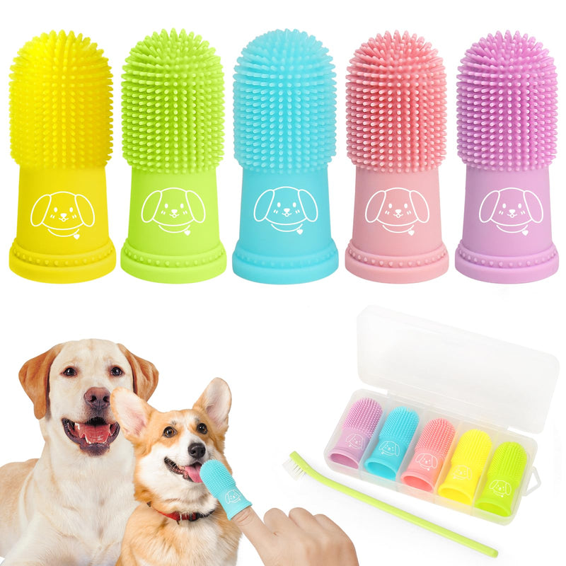 Dog Finger Toothbrush for Pet: Puppy Teeth Brushing Kit - Cat & Doggie Dental Cleaning Fingertip Fingerbrush Summer Soda-5pcs - PawsPlanet Australia