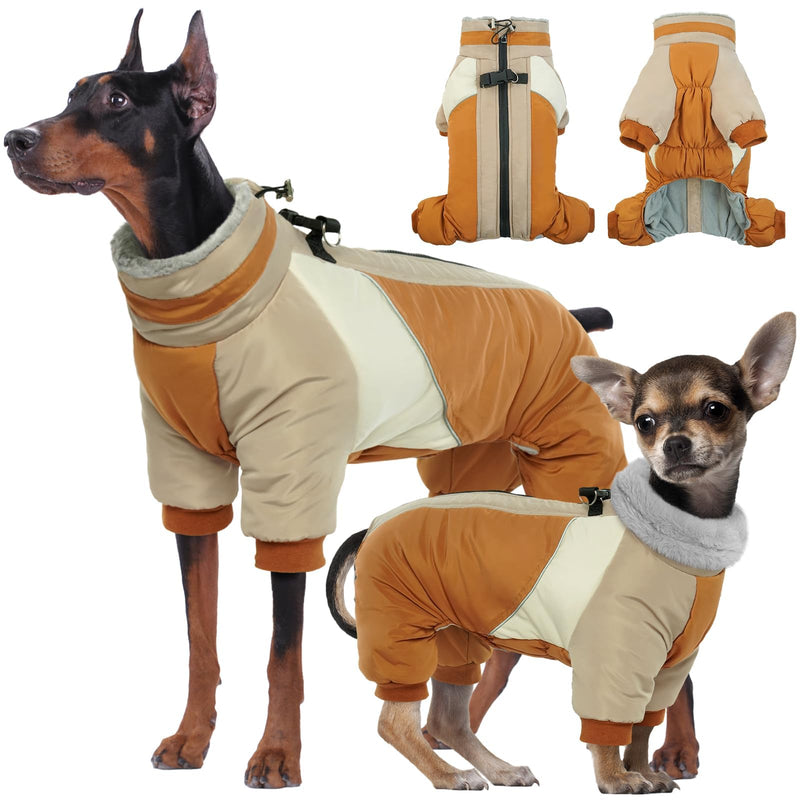 Kuoser Small Dog Coat - Warm Winter Jacket with Reflective Zipper, Built-in Harness, Perfect for Chihuahua, Yorkie (Brown XS) XS (PRIORITIZE BACK LENGTH: 9.8'') Brown