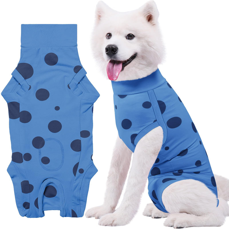 Dog Recovery Suit, Professional Dog Surgery Suit Post Spay, Neuter, Abdominal Surgical Suit for Male Female Dogs Can Pee, Prevent Licking Soft Breathable Cotton Covers Wound (Blue, X-Large) - PawsPlanet Australia