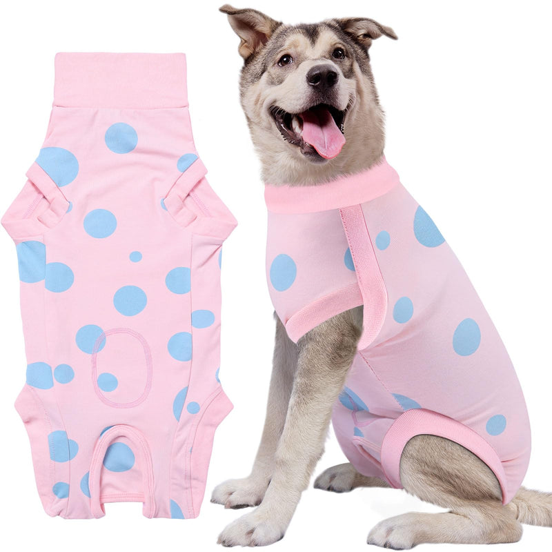 Dog Recovery Suit, Professional Dog Surgery Suit Post Spay, Neuter, Abdominal Surgical Suit for Male Female Dogs Can Pee, Prevent Licking Soft Breathable Cotton Covers Wound (Pink, XX-Large) - PawsPlanet Australia
