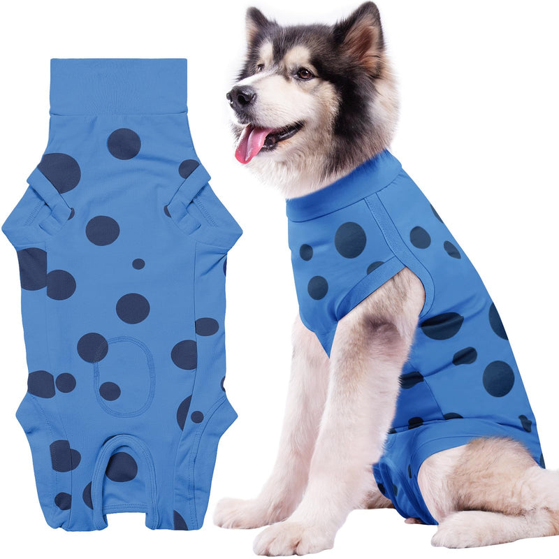Dog Recovery Suit, Professional Dog Surgery Suit Post Spay, Neuter, Abdominal Surgical Suit for Male Female Dogs Can Pee, Prevent Licking Soft Breathable Cotton Covers Wound (Blue, XXX-Large) - PawsPlanet Australia