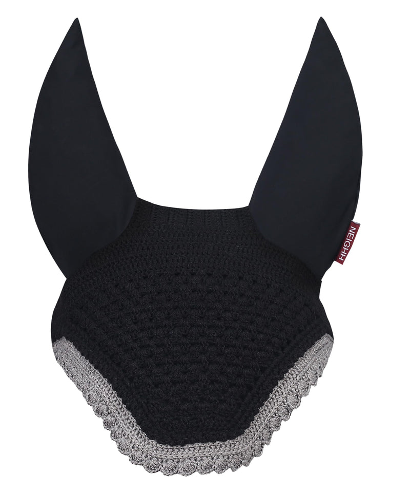 Prominent Ear Bonnet with Sound Resistant and Soft Stretchable Lycra Ears (Large: (Horizontal) A: 34cm, (Vertical) B: 42cm, Black-Grey) Large: (x-axis) A: 34cm, (y-axis) B: 42cm - PawsPlanet Australia