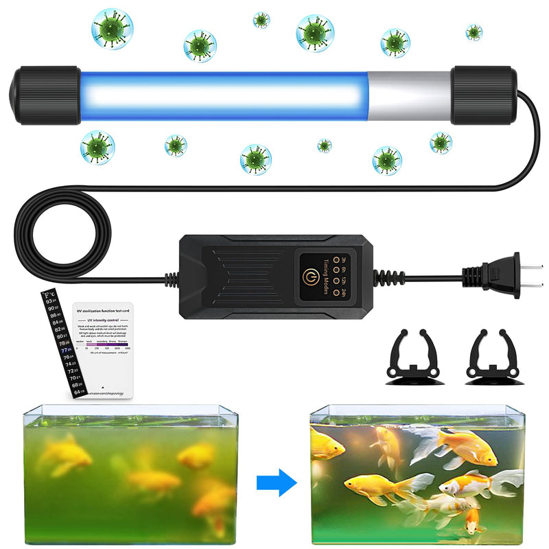 Aquarium Clean Light，11W Submersible Light with Test Card,Aquarium Water Clean Green Clear Waterproof Clean Lamp for for Sump Pond Filter Tank (11W)