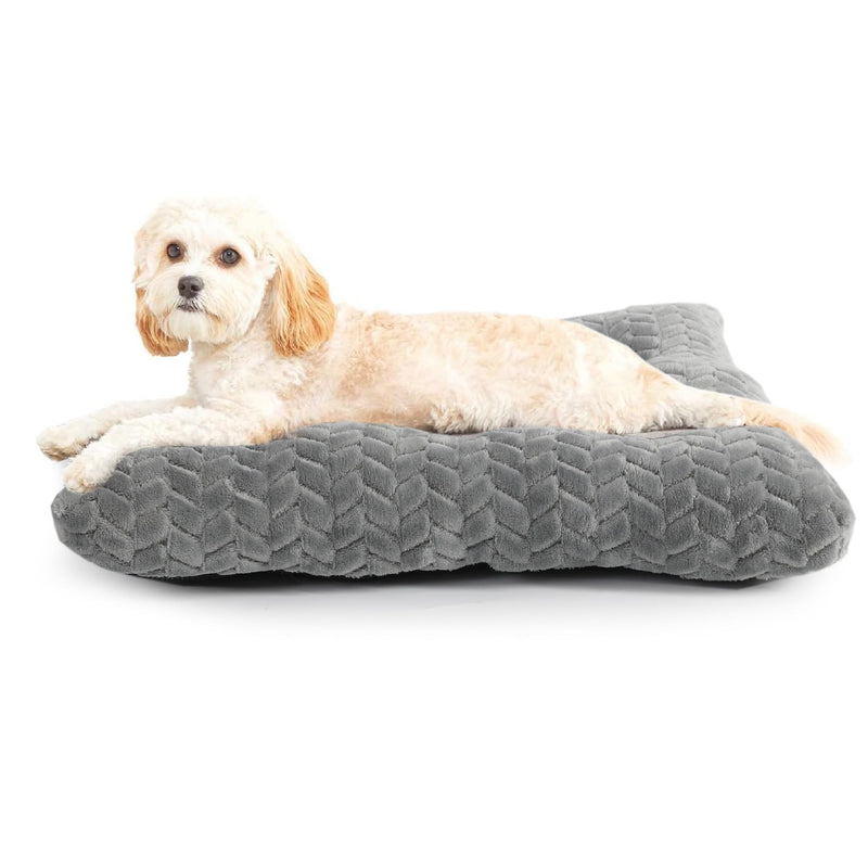 Dog Bed for Small Dogs Crate Washable Ultra Soft 24 inch Puppy Bed with Anti-Slip Pet Pillow Cushion Sleeping Up to 25 lbs Pet or Kitten Kennel Pad,24 x 18 Grey 24"x17"x4" Gray - PawsPlanet Australia