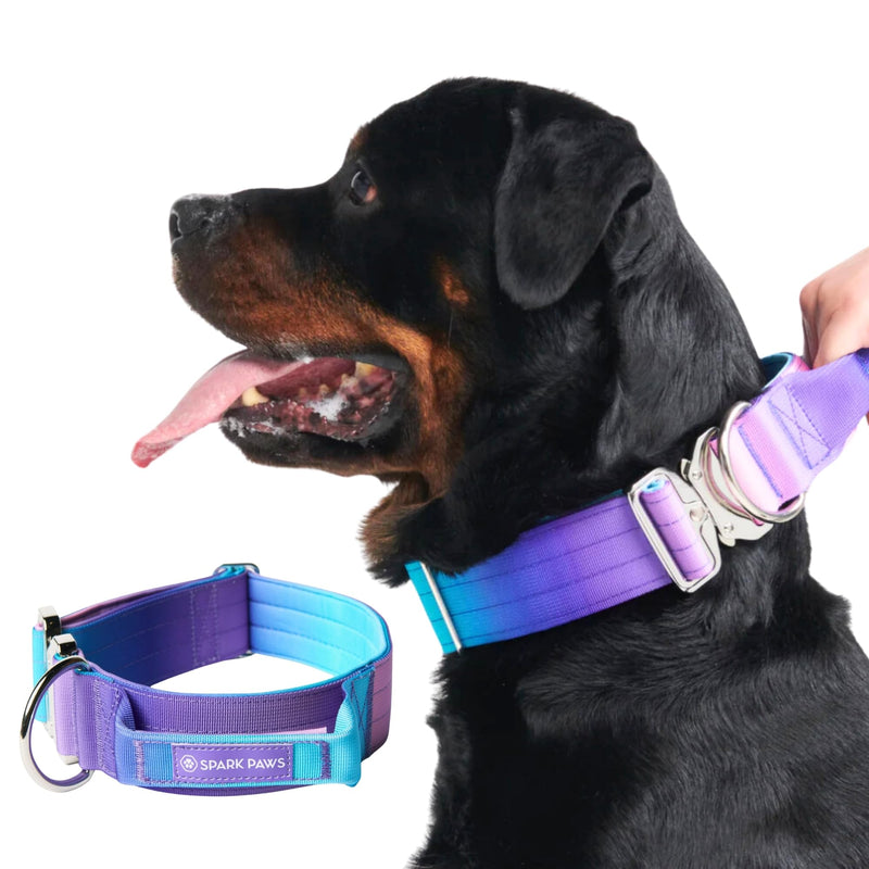 Spark Paws Tactical Dog Collar - Heavy Duty, Premium Quality, Thick and Durable for Large and Medium Dogs - 90's Retro - L 90s Retro L: 80-150 lbs [2" wide] - PawsPlanet Australia