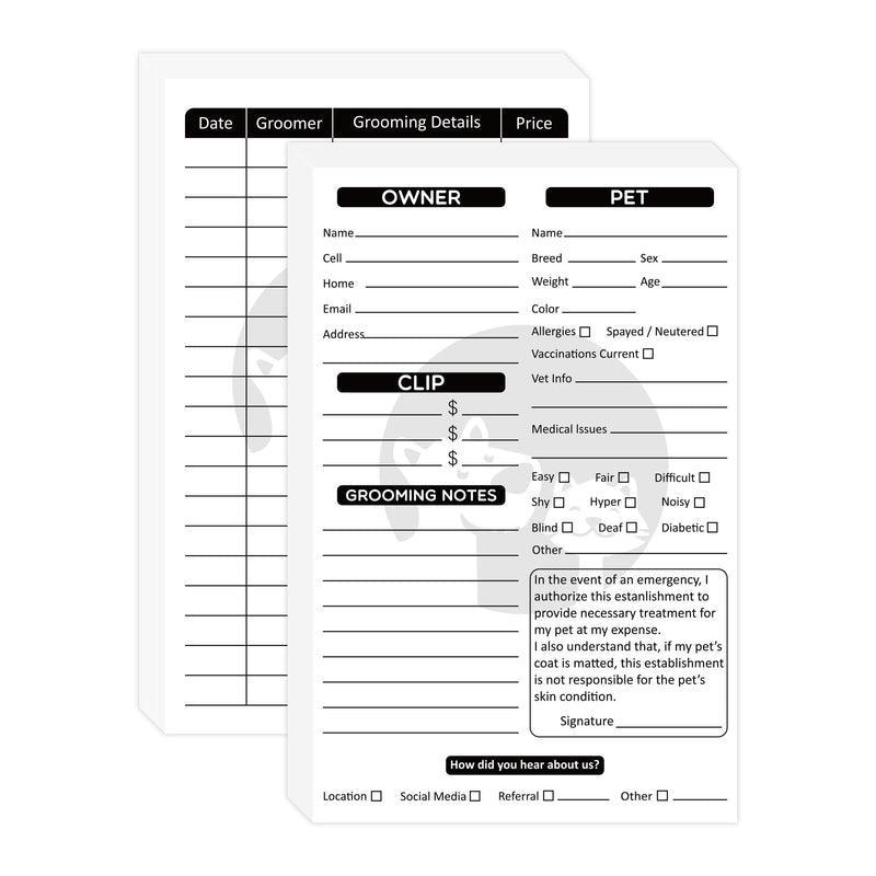 54 Pack Pet Grooming Cards Customer Information Form Contact Profile Extender for Professional Dog and Cat Beautician Kennel Care - PawsPlanet Australia