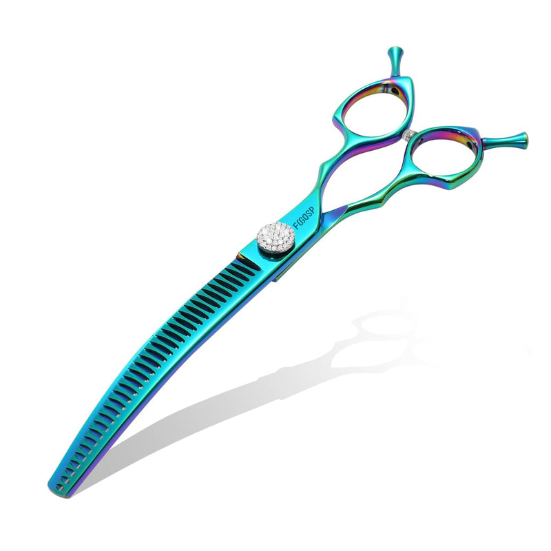 Professional Curved Thinning Shears Dog Grooming Scissors 7.5'' Blue Green Curved Chunkers Shears for Grooming Large Dogs Pet 35 Teeth Japan 440C(Curved Chunkers,Turquoise) 7.5 in Curved Chunkers Turquoise - PawsPlanet Australia