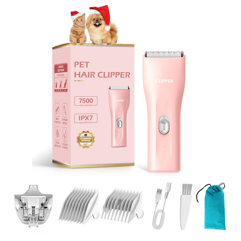 2 in 1 Prowerful Home Professional Dog Grooming Kit Clipper Low Noise USB Rechargeable Gifts for Dog Cat Pink,MTS006 Mts006-pro-pink - PawsPlanet Australia