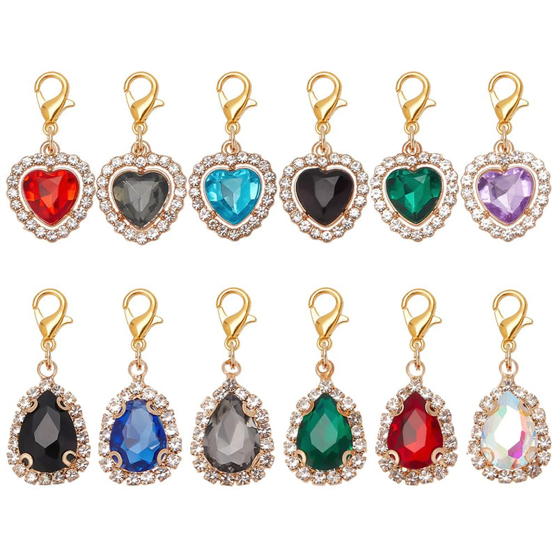 12pcs Heart Collar Pendants for Cat Dog, Teardrop Jewelry Charms Rhinestone Pet Collar Pendants Clip-on Charms for Bag Decor Keychain Pet Necklace Training Home Decoration - PawsPlanet Australia