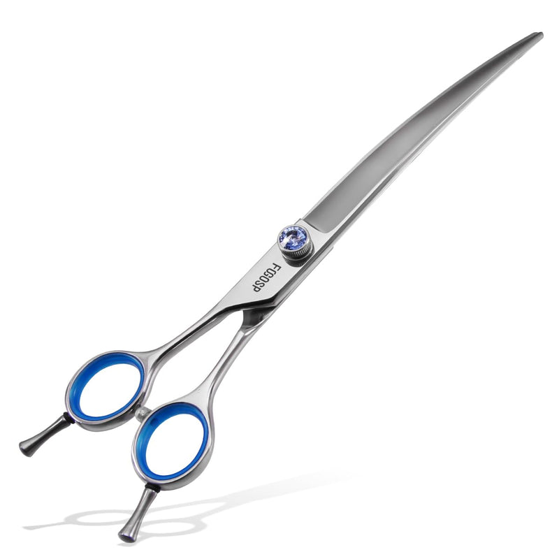 Left Handed Curved Scissors for Dog Grooming Professional 8 inch Long Downward Curved Shears Dog Grooming for Poodle Large Dog Pet 30°Japanese 440C Stainless Steel (8.0 curved) 8.0 inch - PawsPlanet Australia