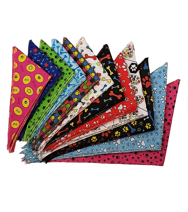 60 Assorted Paws and Bones Tieback Dog Grooming Bandanas/Groomers Bulk Package - PawsPlanet Australia
