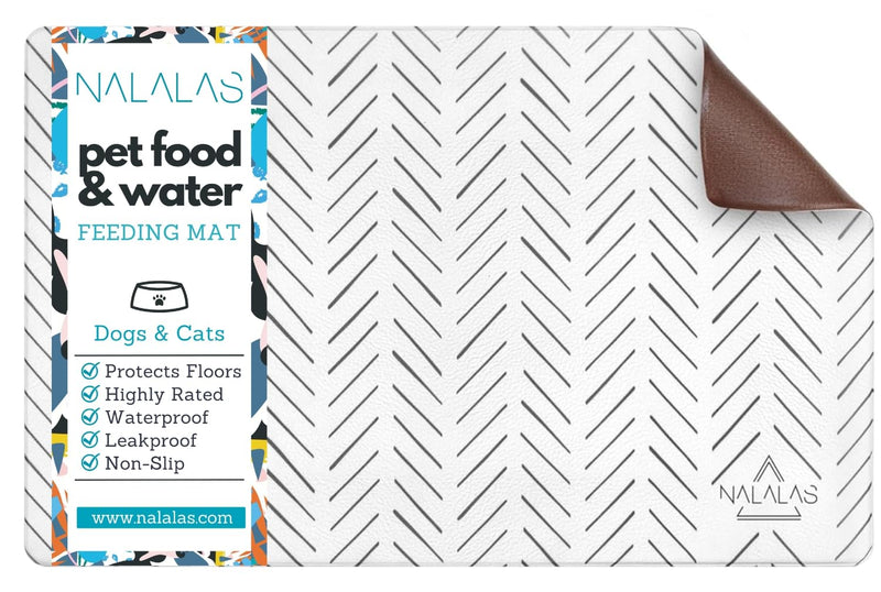 NALALAS Dog and Cat Mat for Dish, Food, Water Bowls | Stainproof, Washable & 100% Waterproof, Anti Slip, Non-Slip Food Placemat for Pets | Vegan Leather & Non Toxic | Easy to Clean | Size 12" x 18" SMALL 12" x 18" Mud Cloth - PawsPlanet Australia