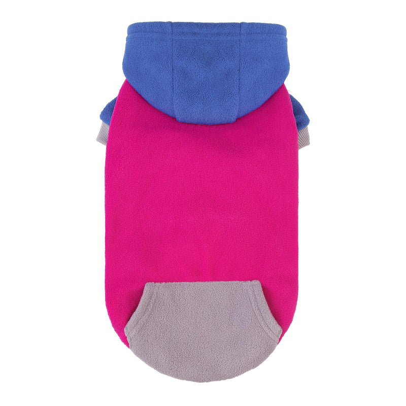 PUPTECK Fleece Dog Hoodie Puppy Sweatshirt Soft Warm Dog Clothes with Pocket Hooded Sweater for Small Medium Dogs Autumn Winter Wearing, Rosepink/NavyBlue, M M (CHEST 22", BACK 16", NECK 13") - PawsPlanet Australia