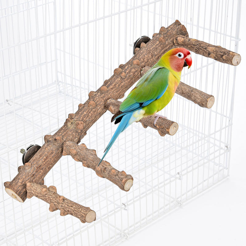 Mogoko Bird Ladder Perch for Cage, Natural Wood Bird Parrot Perch Stand Parrot Perch Bridge Climbing Chewing Toys for Small Medium Animal - PawsPlanet Australia