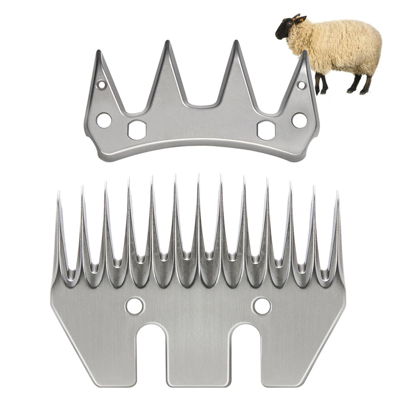 Sheep Shears Wool Clippers Universal Replacement Blades, Shearing Comb and Cutter Blade Set, Stainless Steel Straight 13-Teeth Detachable Trimmer Shears for Grooming Goats, Lambs, Llamas, Alpacas Straight 13-tooth Silver - PawsPlanet Australia