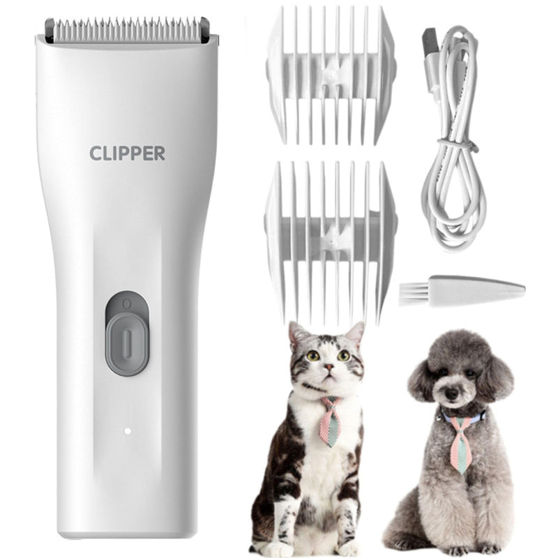 Dog Grooming Kit Clipper for Thick Coat Low Noise Cordless Cat Hair Trimmer Rechargeable Shaver Pet Grooming Tools for Small and Large Animals L006-air-white