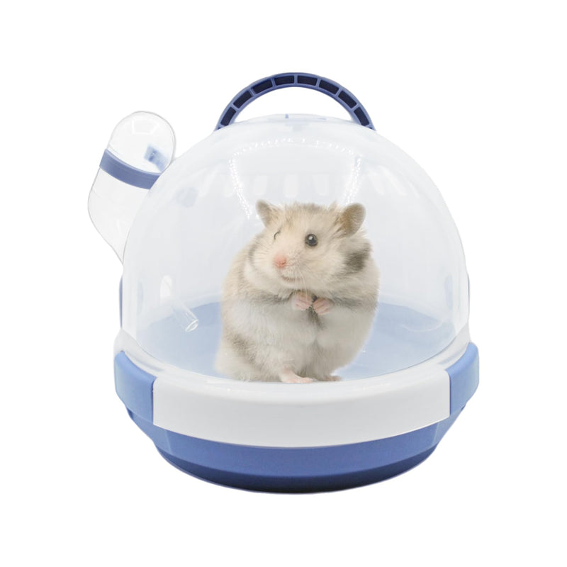 Hamster Carrier Cage Portable Cages Small Animals Carry Travel Case with Water Bottle Plastic Breathable Guinea Pig Outgoing Cage for Dwarf Hamster Ferret Chinchillas Hedgehog (Blue) 【Blue】