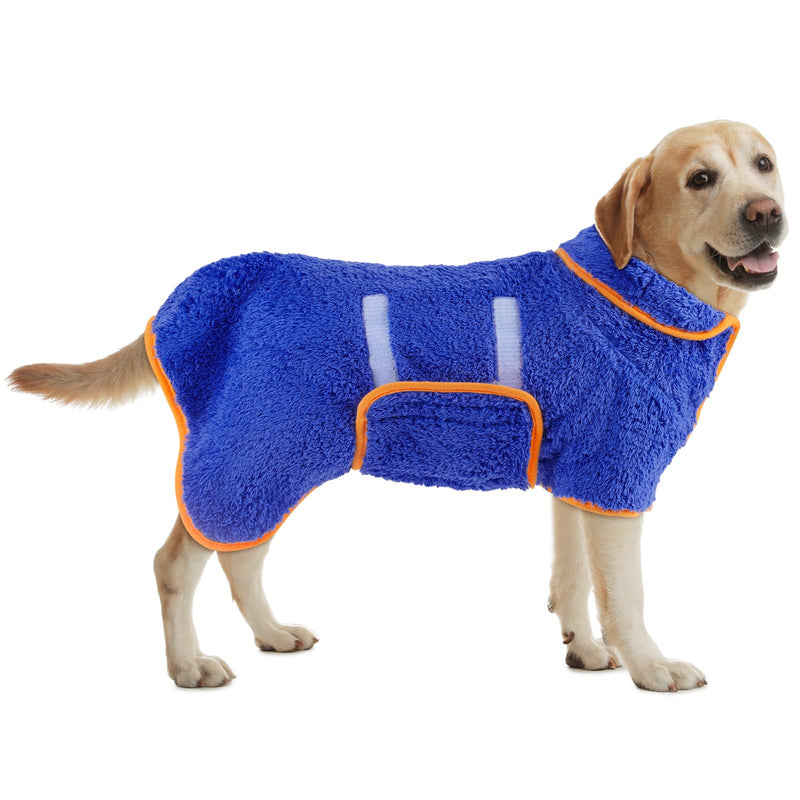 Bienbee Dog Bathrobe, Quick Drying Dog Robe Super Absorbant Dog Towels for Drying Dogs, Warm Keeping Dog Robes for after Bath Dogs Bath Supplies Large Dark Blue - PawsPlanet Australia