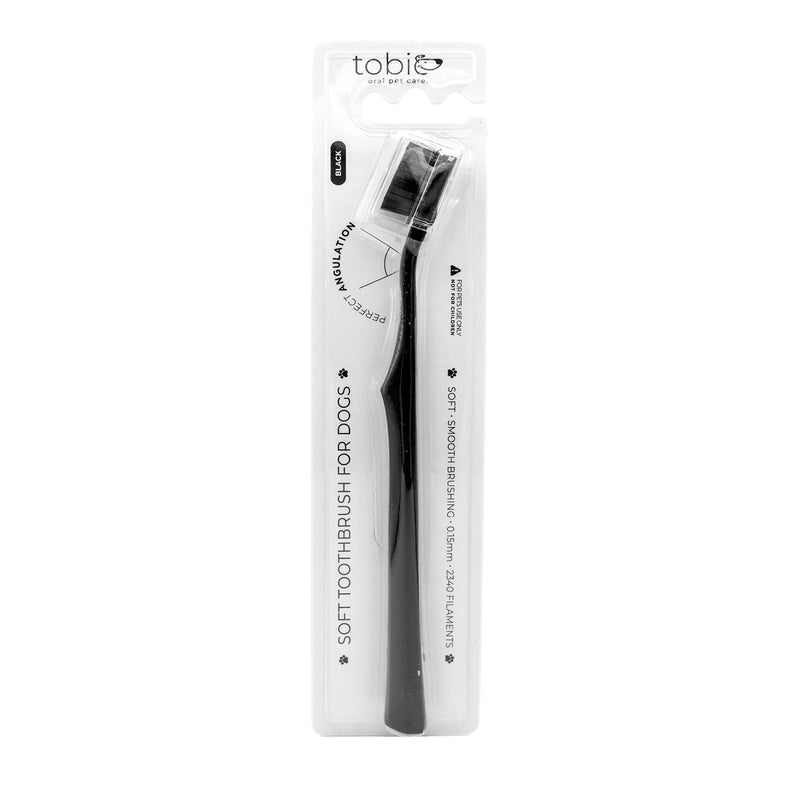 Toothbrush for Dogs with 2340 Filaments - Adult & Puppy Toothbrush - Gentle Doggy Toothbrush with Soft Bristles - Soft Dog Toothbrush for Dog Dental Care - in Black - PawsPlanet Australia