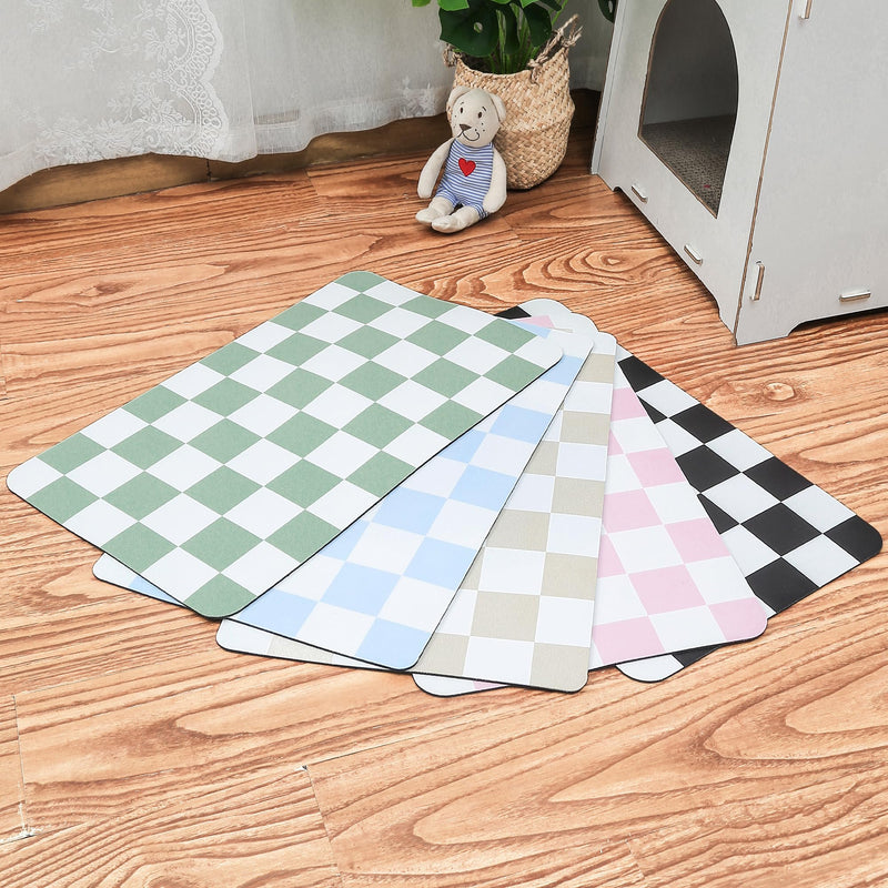 Ralxion Checkered Dog Feeding Mat, Absorbent Mats for Dog Food and Water Bowl, Dispenser, Retro Modern Aesthetic Sage Green Checkerboard Pet Placemat for Dogs, Cats, Puppy Accessories, 12" X19” Sage Checkered 12*19 - PawsPlanet Australia
