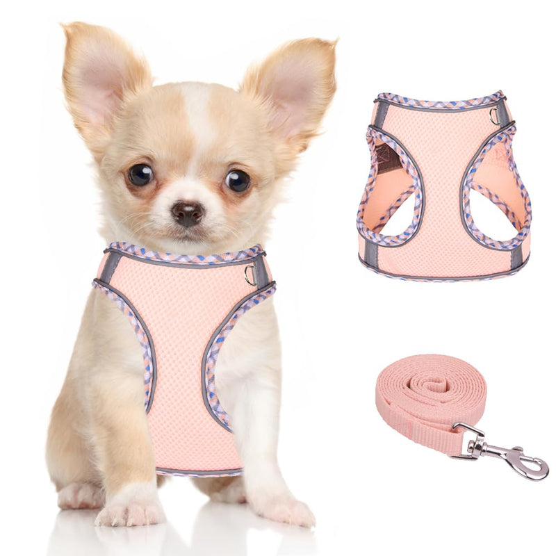 Dog Harness for Small Medium Dogs No Pull Adjustable Step in Puppy Harness and Leash Set,Reflective Breathable Mesh Pet Harnesses Soft Padded Vest for Dogs Easy to Put on (Pink, XS) Pink - PawsPlanet Australia