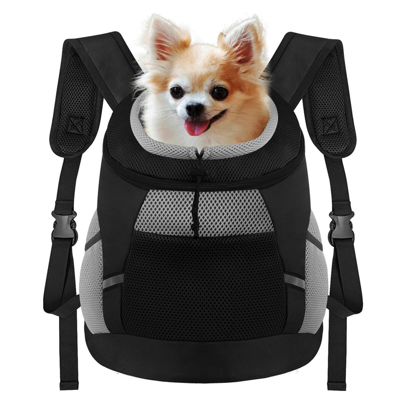 Dog Backpack Carrier, Front Chest Carrier for Cat Small Dogs, Pet Carrying Bag for Travel Hiking Cycling Outdoor Black S (Suggested Pet Height 7-10 in, 2-6 lbs) Small (Pet Height 7-10 in, 2-6 lbs) - PawsPlanet Australia