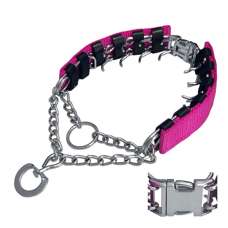 Prong Training Collar for Dogs, Adjustable Dog Pinch Collar with Quick Release Buckle, No Pull Collar for Small Medium Large Dogs, Extra Link and Caps XL(23-26" Neck, 4.0mm) Pink - PawsPlanet Australia