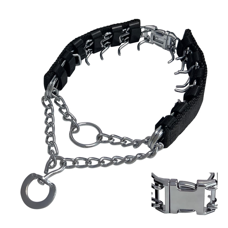 Prong Training Collar for Dogs, Adjustable Dog Pinch Collar with Quick Release Buckle, No Pull Collar for Small Medium Large Dogs, Extra Link and Caps S (14-17" Neck, 2.25mm) Black - PawsPlanet Australia