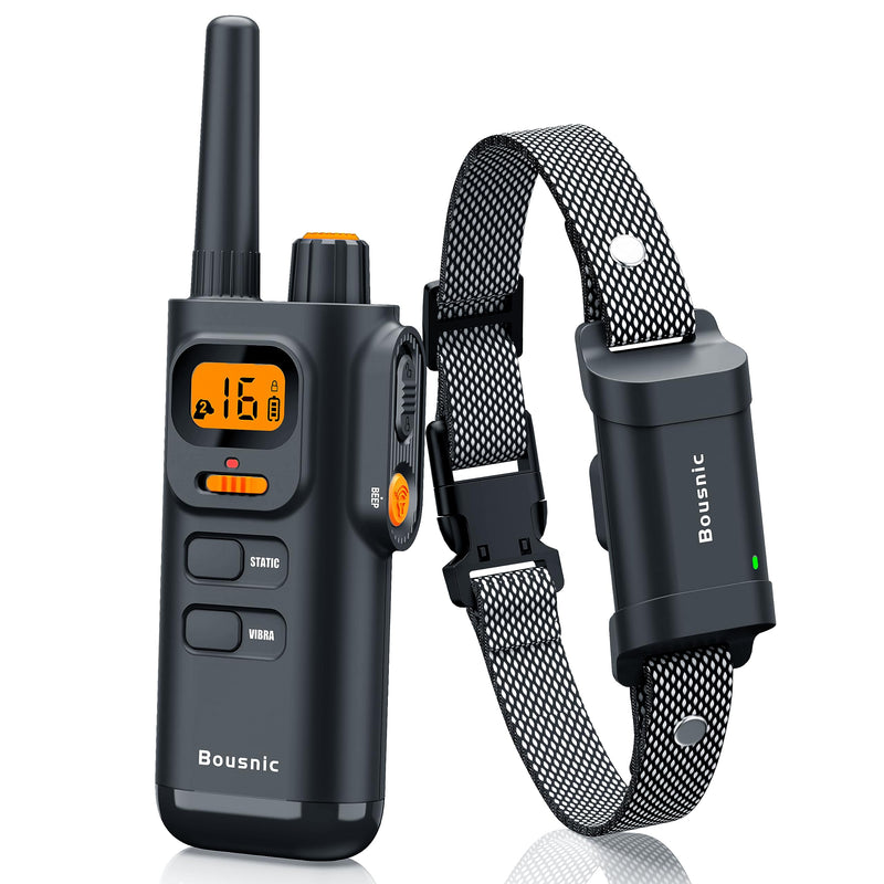 Bousnic Dog Shock Collar with Remote - [New Edition] 4000FT Dog Training Collar for Large Medium Small Dogs (8-120lbs) Waterproof Rechargeable E Collar with Beep, Vibration, Safe Shock (Grey) Grey