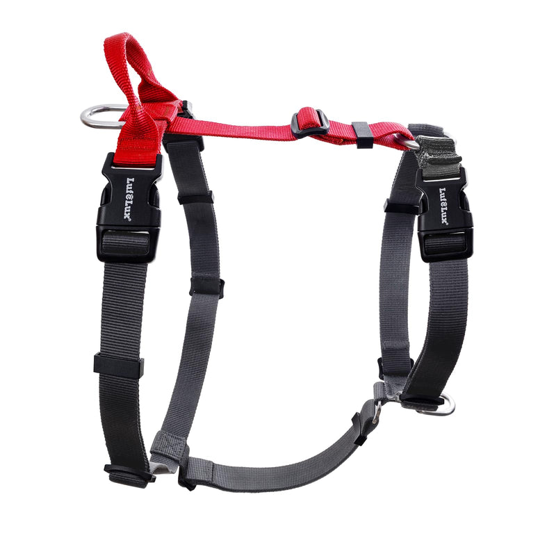 No Pull Dog Harness, Non-Restrictive Harness with Neck Buckle, Nylon Straps, Aluminum D-Rings, 6 Points Adjustment for Ultimate Fit, Easy Walking and Training (Red/Black, S) Red/Black - PawsPlanet Australia