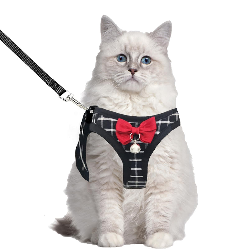 Cat Leash and Harness Set,Breathable Dog Harness,Pet Harness,Adjustable Mesh cat Harness and Leash Escape Proof for Puppy Cat Rabbit (Black, L) Black - PawsPlanet Australia